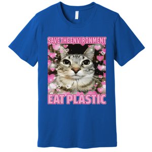 Save The Environment Eat Plastic Cat Premium T-Shirt