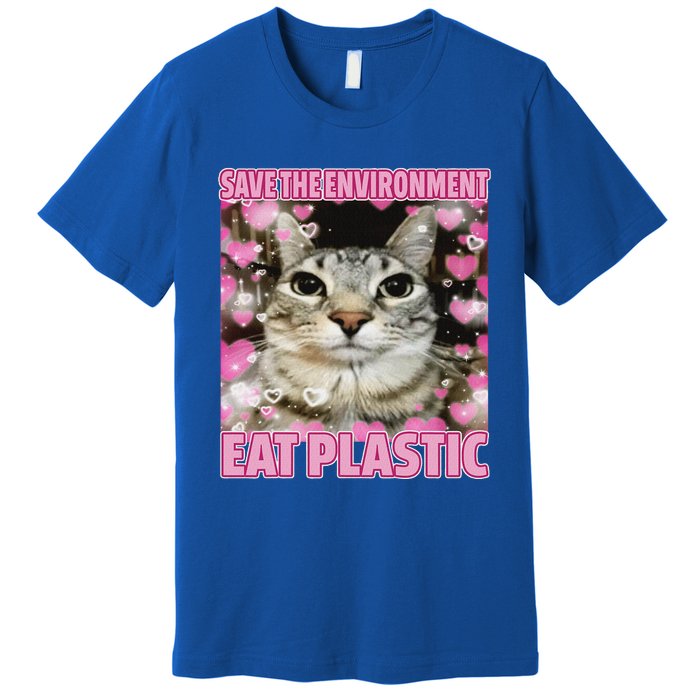 Save The Environment Eat Plastic Cat Premium T-Shirt