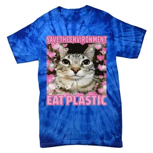 Save The Environment Eat Plastic Cat Tie-Dye T-Shirt