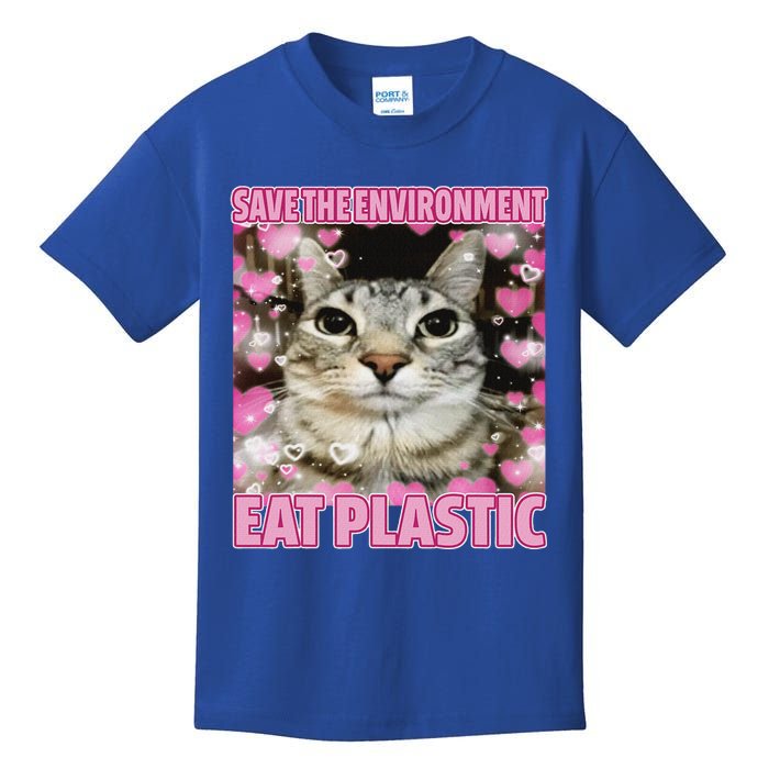 Save The Environment Eat Plastic Cat Kids T-Shirt