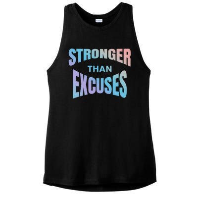 Stronger Than Excuses Motivating Graphic Quote Paint 2 Gift Ladies PosiCharge Tri-Blend Wicking Tank