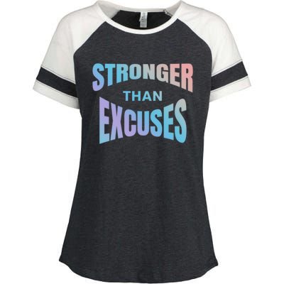 Stronger Than Excuses Motivating Graphic Quote Paint 2 Gift Enza Ladies Jersey Colorblock Tee