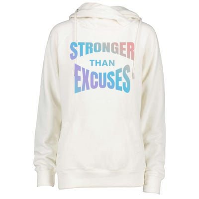 Stronger Than Excuses Motivating Graphic Quote Paint 2 Gift Womens Funnel Neck Pullover Hood