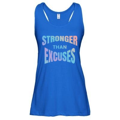 Stronger Than Excuses Motivating Graphic Quote Paint 2 Gift Ladies Essential Flowy Tank