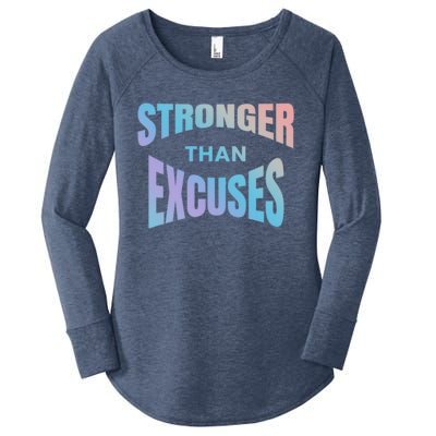 Stronger Than Excuses Motivating Graphic Quote Paint 2 Gift Women's Perfect Tri Tunic Long Sleeve Shirt