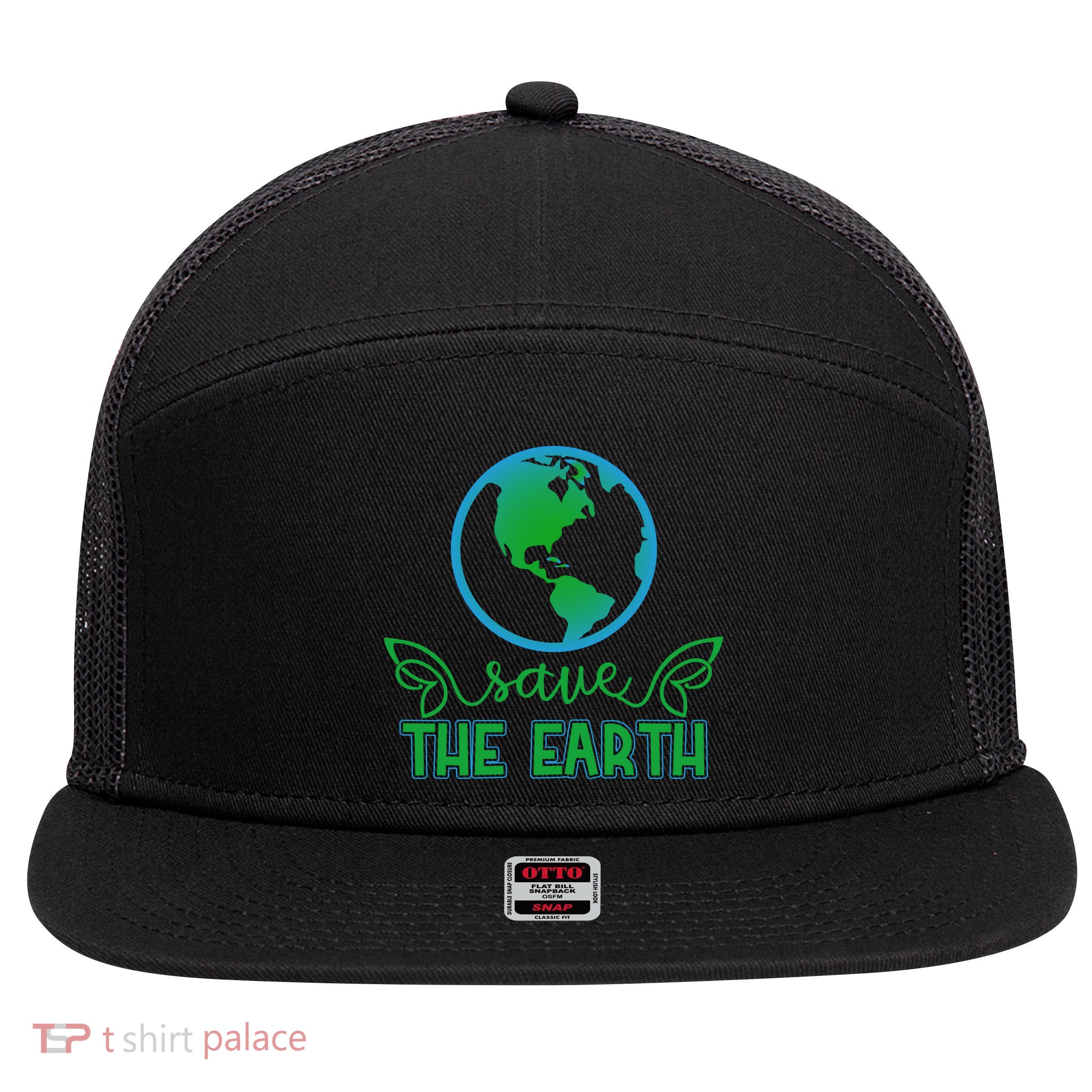 Save The Earth 7 Panel Mesh Trucker Snapback Hat