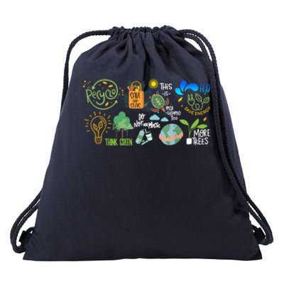 Save The Earth Day Restore Save The Planet Funny Eco Energy Cute Gift Drawstring Bag