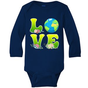 Save The Earth Love Environtal Care Earth Day Cool Gift Baby Long Sleeve Bodysuit