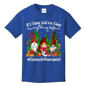 Speech Therapist Everything Is Fine Cute Christmas Gnomie Gift Kids T-Shirt