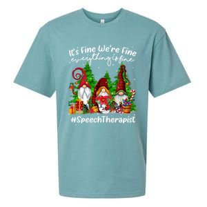 Speech Therapist Everything Is Fine Cute Christmas Gnomie Gift Sueded Cloud Jersey T-Shirt