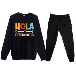 Spanish Teacher Espanol Language Educator Instructor Maestra Premium Crewneck Sweatsuit Set