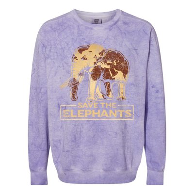 Save The Elephants Elephant Great Gift Colorblast Crewneck Sweatshirt