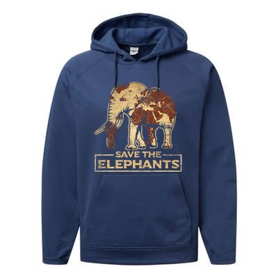 Save The Elephants Elephant Great Gift Performance Fleece Hoodie