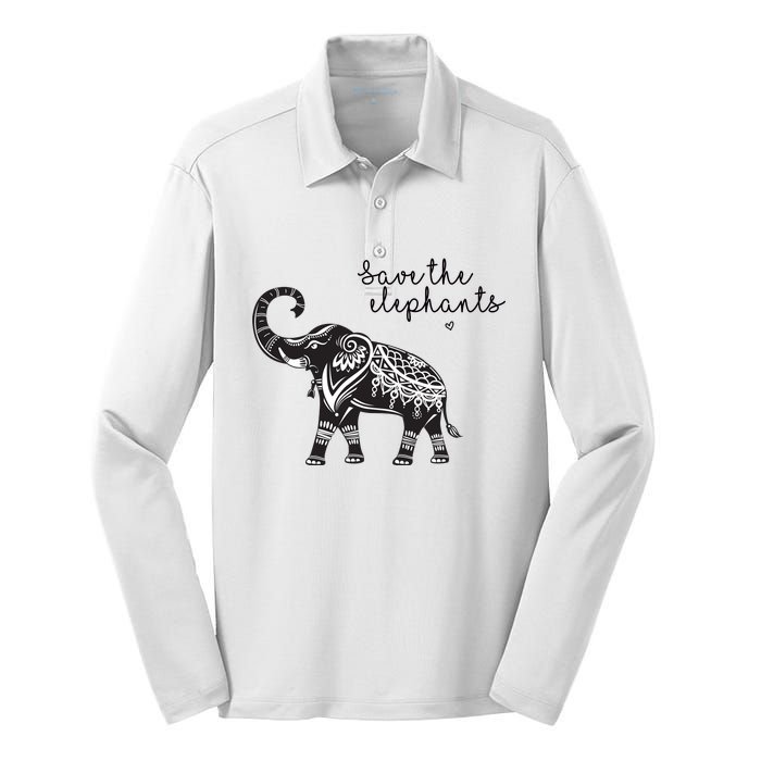 Save The Elephants Silk Touch Performance Long Sleeve Polo