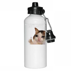 Save The Environment Eat Plastic Funny Cute Cat Meme Aluminum Water Bottle