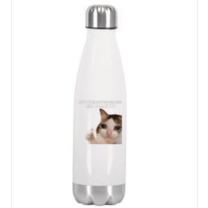 Save The Environment Eat Plastic Funny Cute Cat Meme Stainless Steel Insulated Water Bottle