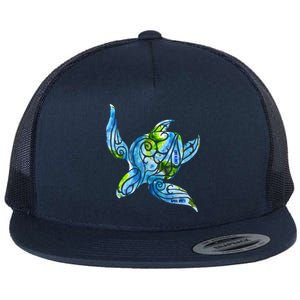 Sea Turtle Earth Day Save The Planet Turtle Recycle Ocean Funny Gift Flat Bill Trucker Hat