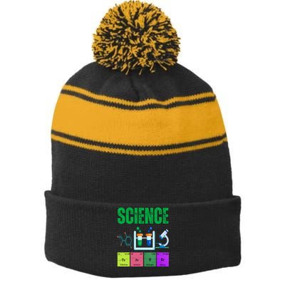 Science Teacher Element Gift Stripe Pom Pom Beanie