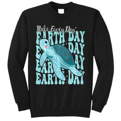 Sea Turtle Earth Day Groovy Make Every Day Earth Day 2024 Sweatshirt