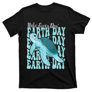 Sea Turtle Earth Day Groovy Make Every Day Earth Day 2024 T-Shirt