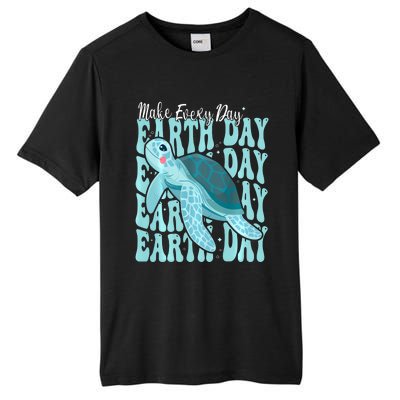 Sea Turtle Earth Day Groovy Make Every Day Earth Day 2024 Tall Fusion ChromaSoft Performance T-Shirt