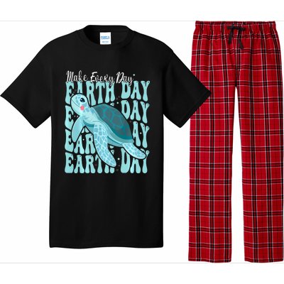 Sea Turtle Earth Day Groovy Make Every Day Earth Day 2024 Pajama Set