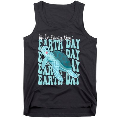 Sea Turtle Earth Day Groovy Make Every Day Earth Day 2024 Tank Top