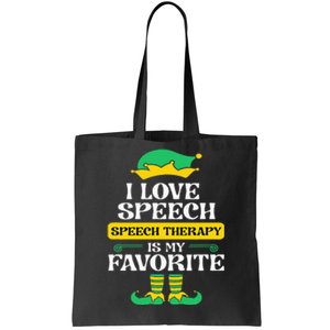 Speech Therapy Elf Christmas School Therapist SLP Language Tote Bag