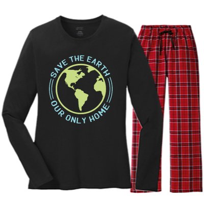 Save The Earth Our Only Home Women's Long Sleeve Flannel Pajama Set 