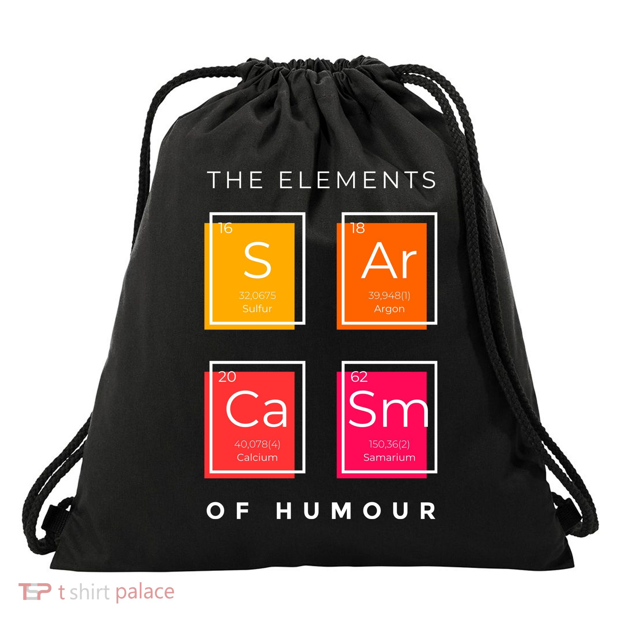 Sarcasm The Elements Of Humour Funny Drawstring Bag