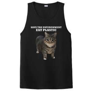 Save The Environment Eat Plastic Cat Meme PosiCharge Competitor Tank