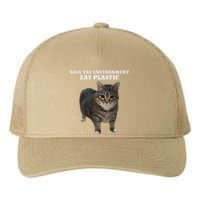 Save The Environment Eat Plastic Cat Meme Yupoong Adult 5-Panel Trucker Hat