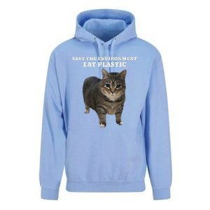 Save The Environment Eat Plastic Cat Meme Unisex Surf Hoodie