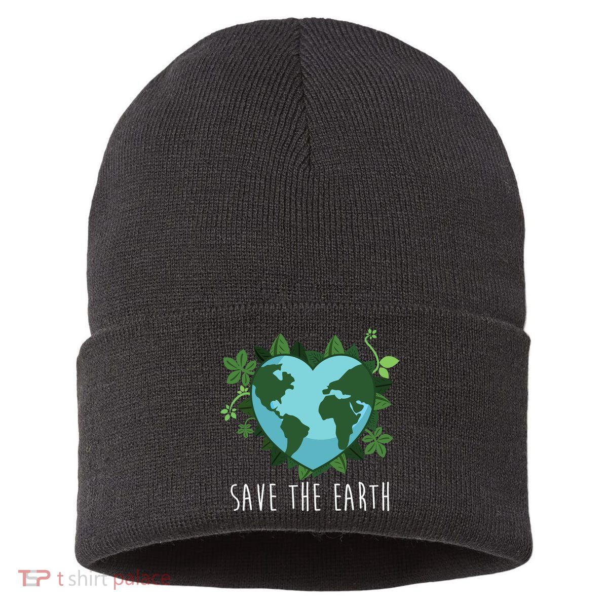 Save The Earth Planet Heart Earth Day Sustainable Knit Beanie