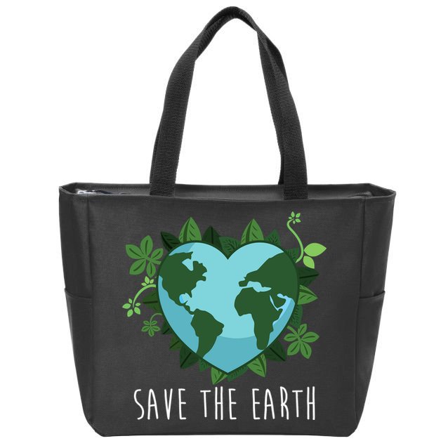 Save The Earth Planet Heart Earth Day Zip Tote Bag