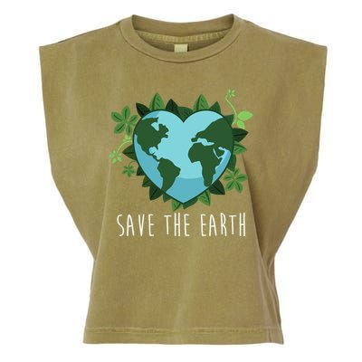 Save The Earth Planet Heart Earth Day Garment-Dyed Women's Muscle Tee