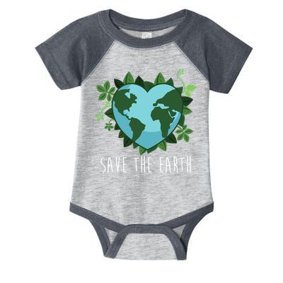 Save The Earth Planet Heart Earth Day Infant Baby Jersey Bodysuit