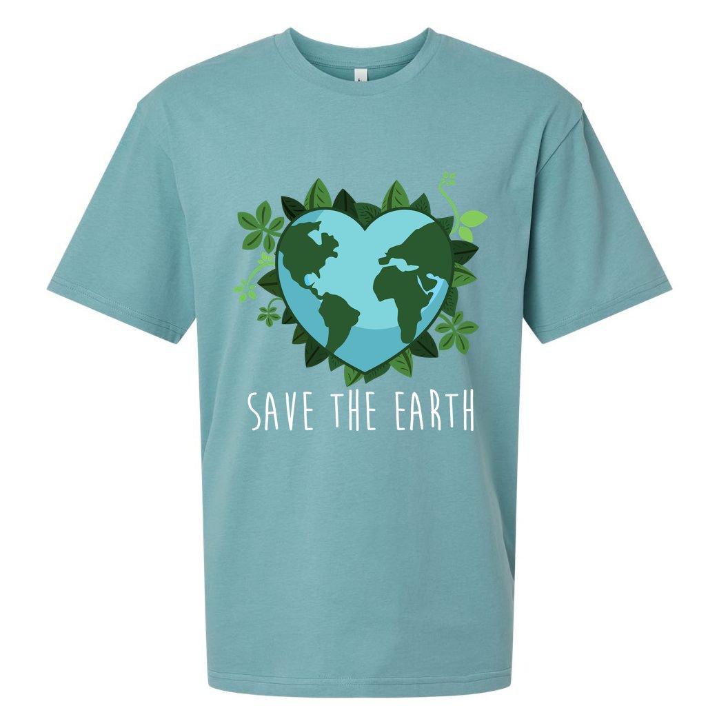 Save The Earth Planet Heart Earth Day Sueded Cloud Jersey T-Shirt