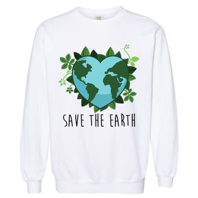 Save The Earth Planet Heart Earth Day Garment-Dyed Sweatshirt