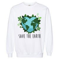 Save The Earth Planet Heart Earth Day Garment-Dyed Sweatshirt