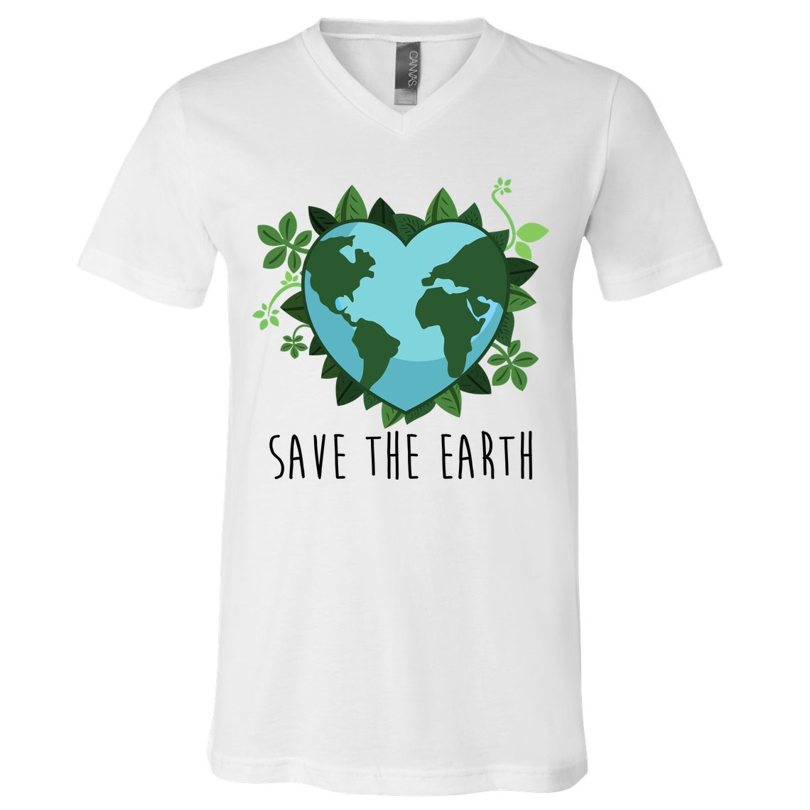 Save The Earth Planet Heart Earth Day V-Neck T-Shirt