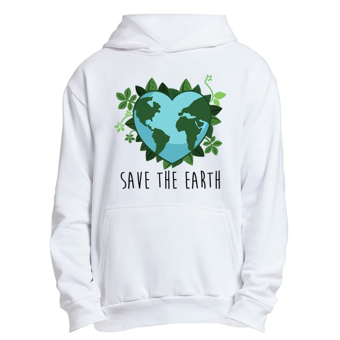 Save The Earth Planet Heart Earth Day Urban Pullover Hoodie