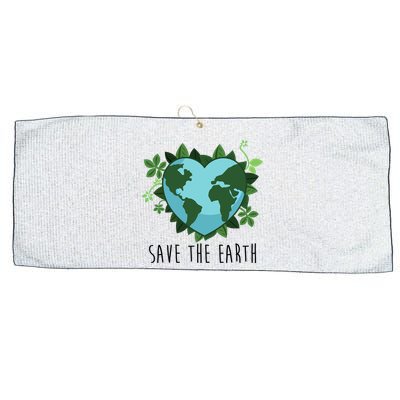 Save The Earth Planet Heart Earth Day Large Microfiber Waffle Golf Towel