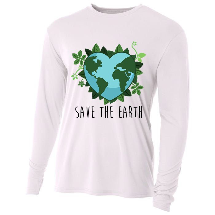 Save The Earth Planet Heart Earth Day Cooling Performance Long Sleeve Crew