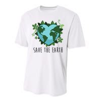 Save The Earth Planet Heart Earth Day Performance Sprint T-Shirt