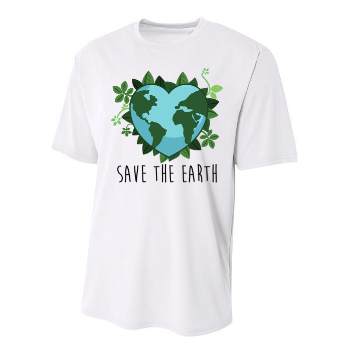 Save The Earth Planet Heart Earth Day Performance Sprint T-Shirt