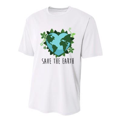 Save The Earth Planet Heart Earth Day Youth Performance Sprint T-Shirt