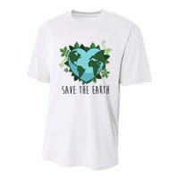 Save The Earth Planet Heart Earth Day Youth Performance Sprint T-Shirt