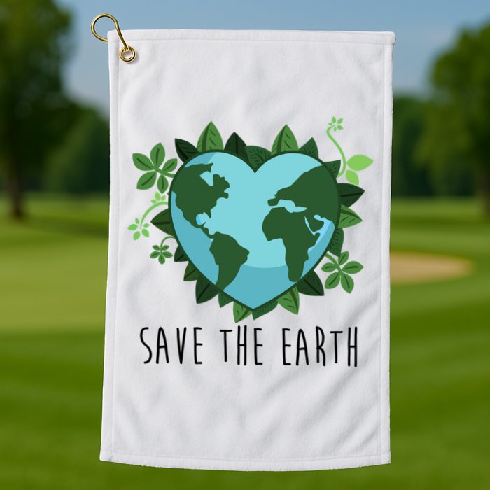 Save The Earth Planet Heart Earth Day Golf Towel