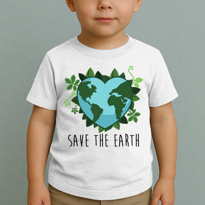 Save The Earth Planet Heart Earth Day Toddler T-Shirt